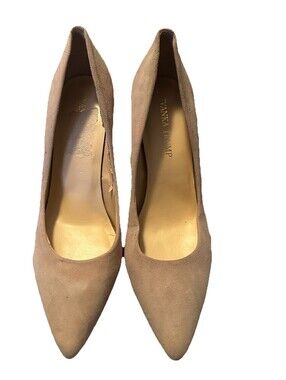 Ivanka Trump Heel Womens 7M Classic Pumps Slip On Tan Suede Pointed Toe Ok